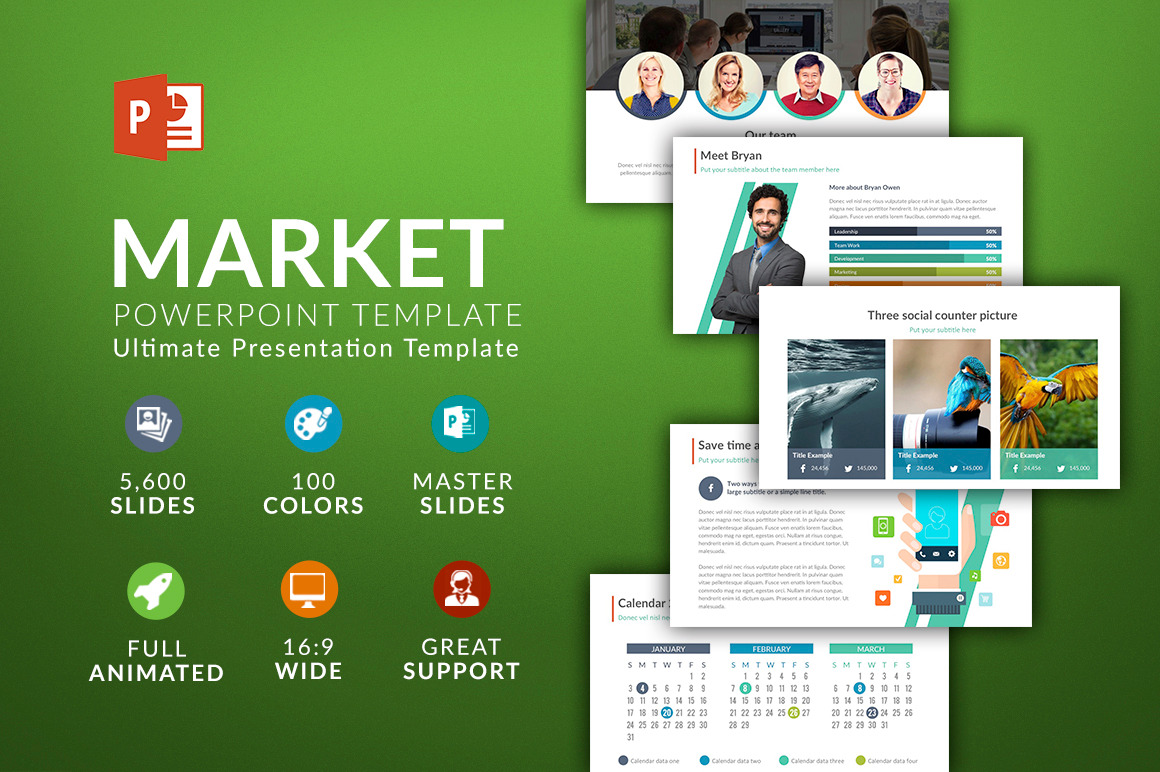 Market Powerpoint template Presentation Templates Creative Market