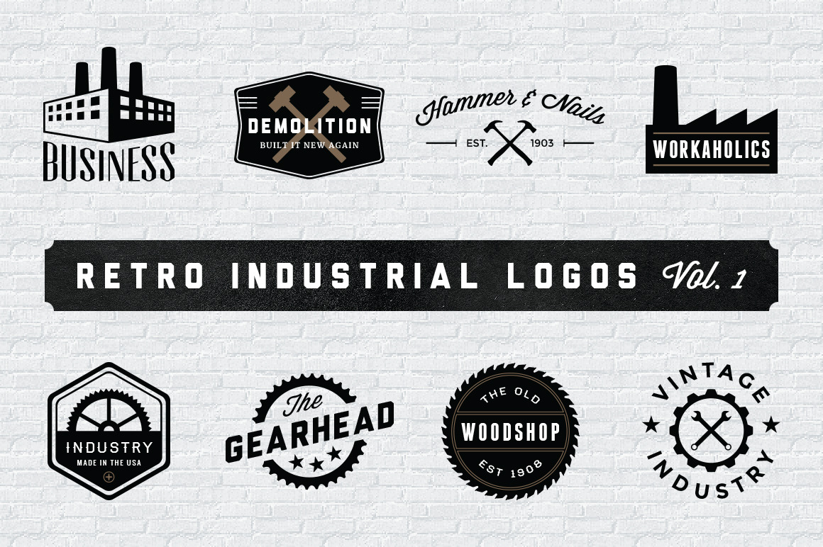 Retro Industrial Logos - Volume 1 ~ Logo Templates ...
 Industrial Company Logo