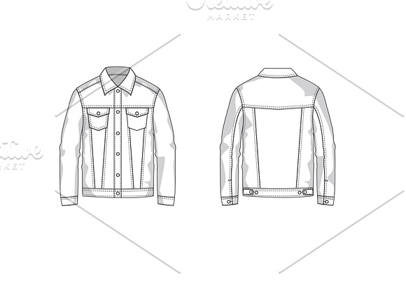 Download Denim Jacket Fashion Flat Template ~ Templates ~ Creative ...
