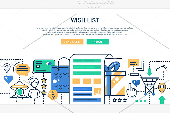 Online Shopping Wish List Header ~ Illustrations on Creative Market