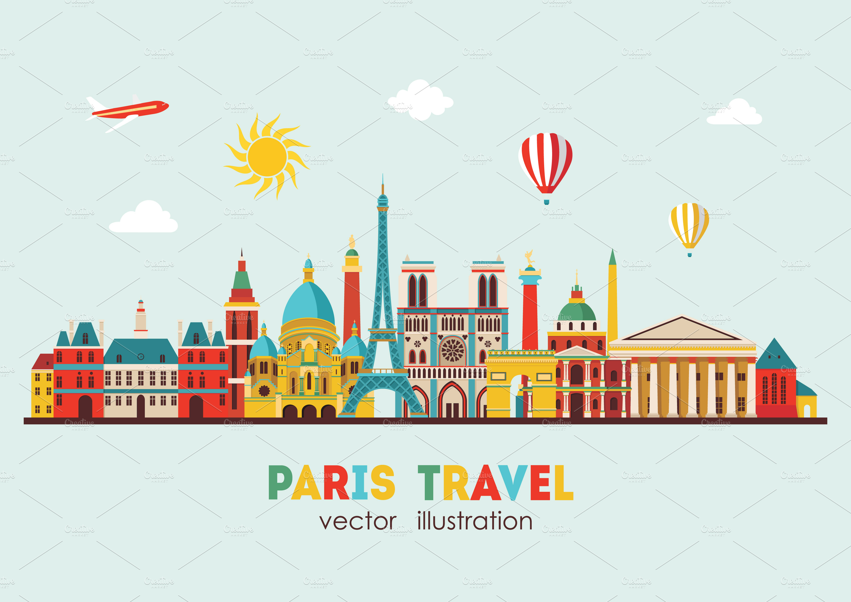 Download Paris skyline. Vector illustration ~ Illustrations ~ Creative Market