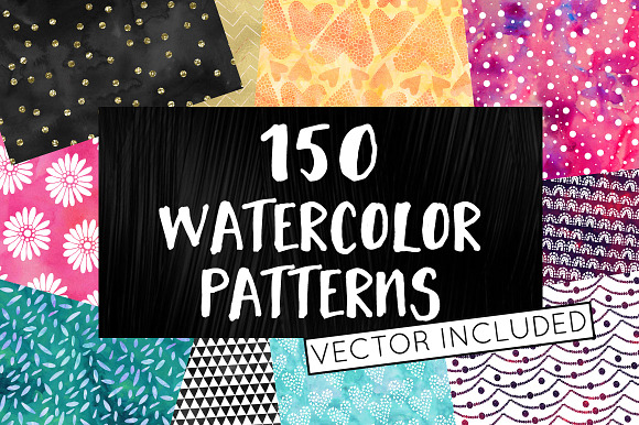 Watercolor Digital Pattern Bundle in Patterns