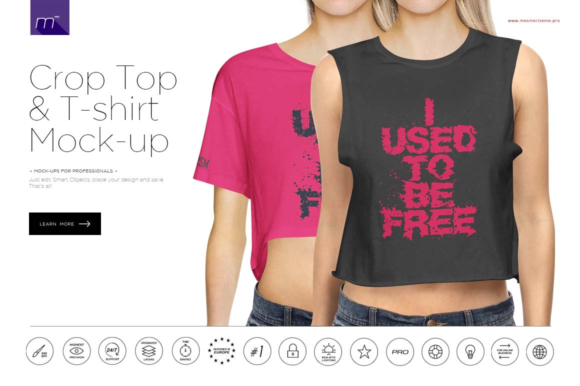 Download Crop Top & T-Shirt Mock-up ~ Product Mockups ~ Creative Market