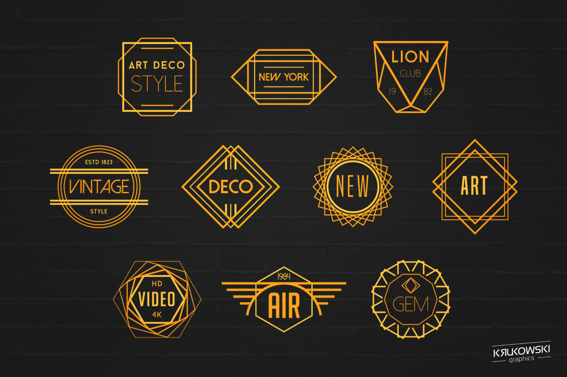 Art Deco Badges Logos Logo Templates Creative Market