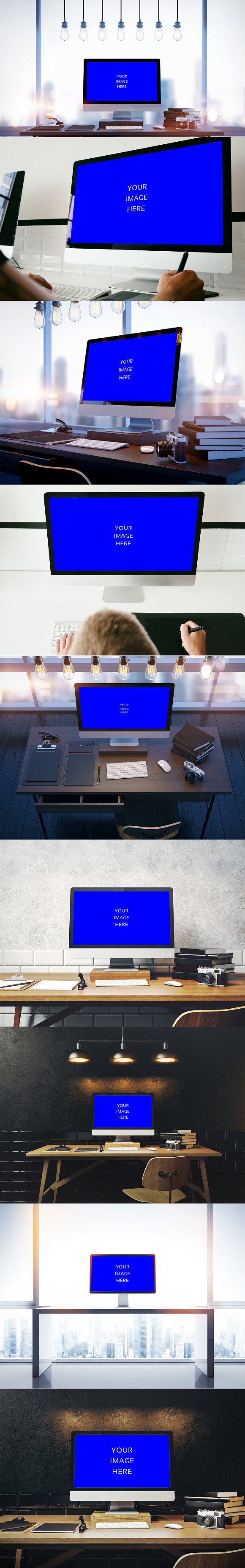 9 iMac Screen Photo Mockups in Product Mockups - product preview 1