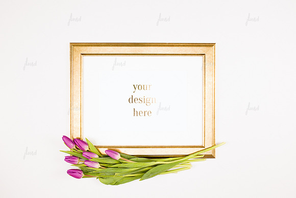 Free Golden frame with tulips